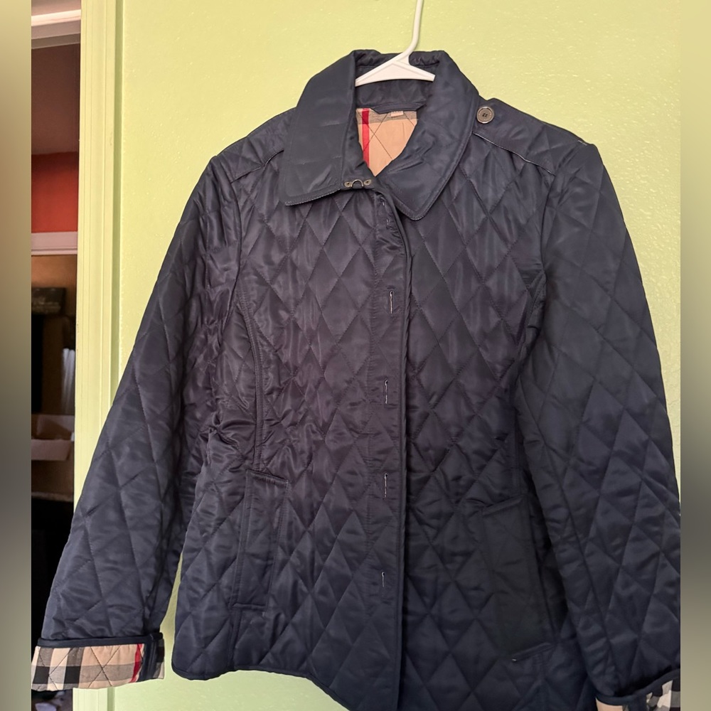 Navy Plaid Burberry style Quilted Jacket